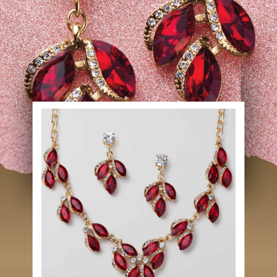 Elegant scarlet necklace/earring set - final sale - Thumbnail 5