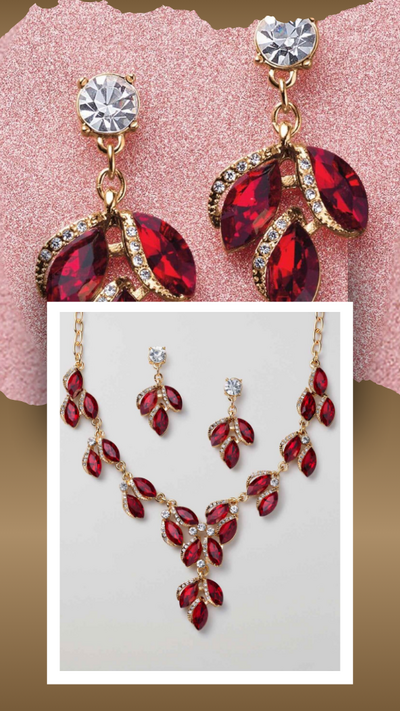 Elegant Scarlet Necklace/Earring Set - FINAL SALE