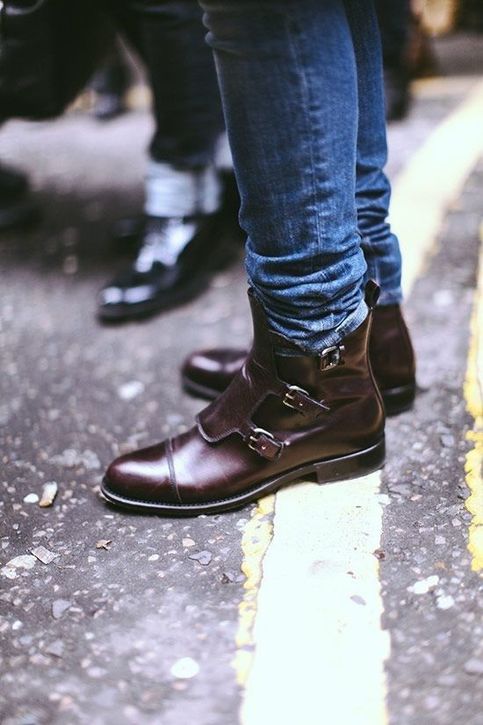 mens buckle ankle boots