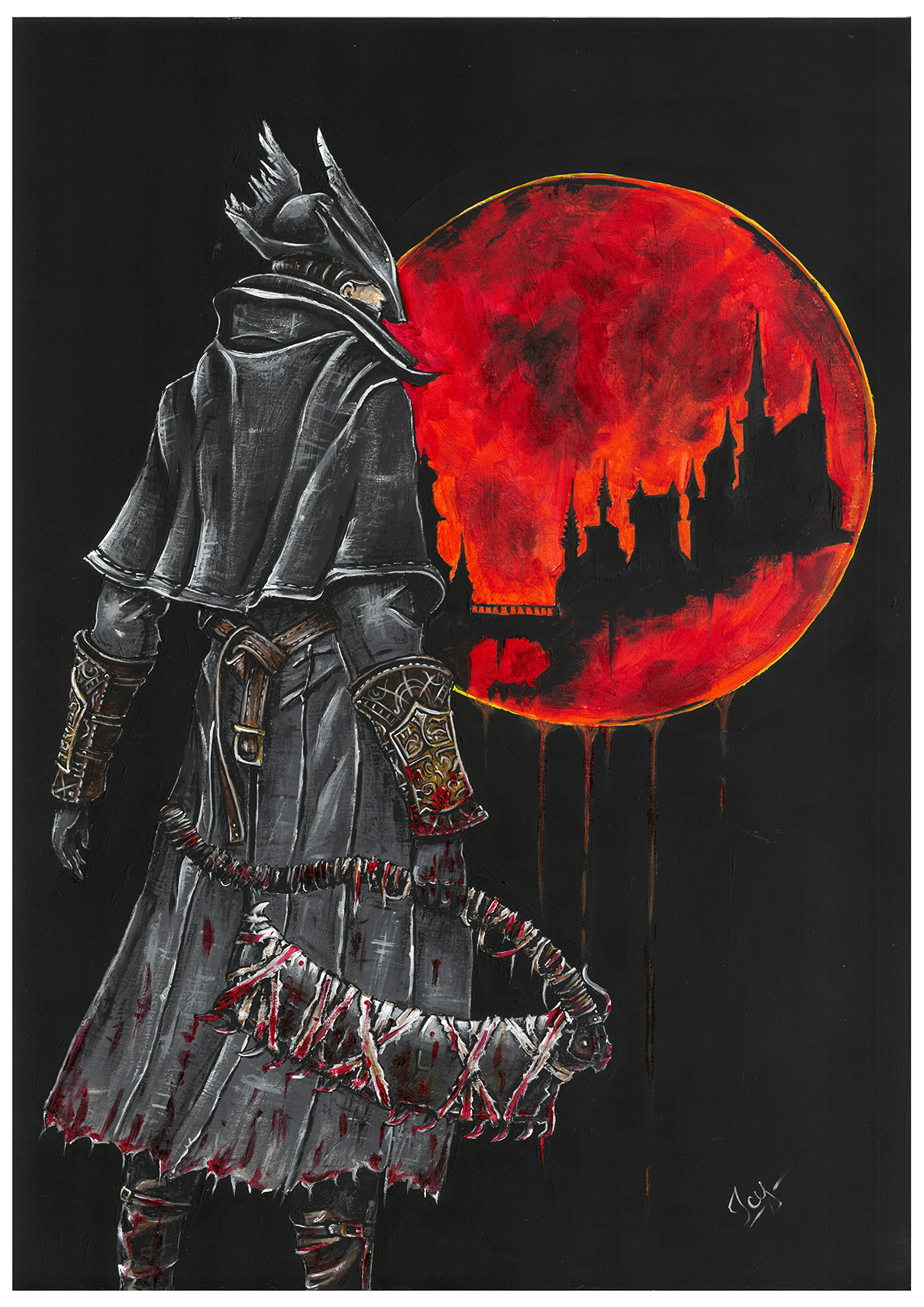 Bloodborne hunter blood moon