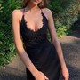 SP1740,Black Spaghetti Straps Backless Mermaid Lace Beaded Prom Dresses-1