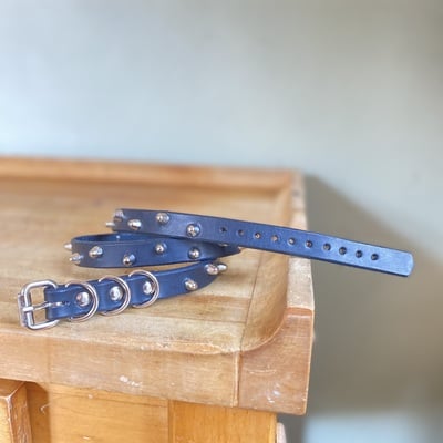 Staggered 1-row short british stud belt (3 d-rings) - Thumbnail 3