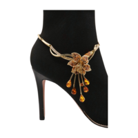 Women Gold Metal Boot Chain Lily Flower Shoe Charm Bling Western Fashion Jewelry  - Thumbnail 7