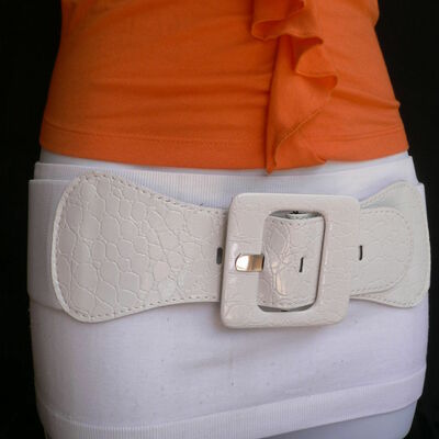 90's women hip waistband high waist stretch band winter white sleek belt m l xl