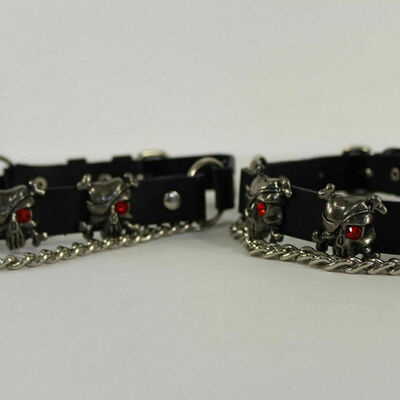 Biker men western bling boots silver chains leather straps metal skeleton pirate