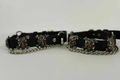 Biker Men Western Bling Boots Silver Chains Leather Straps Metal Skeleton Pirate