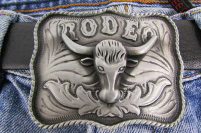 Buckle Fashion Silver Bull Silver Metal Western Cowboy 3D Rodeo Long Horns Texas