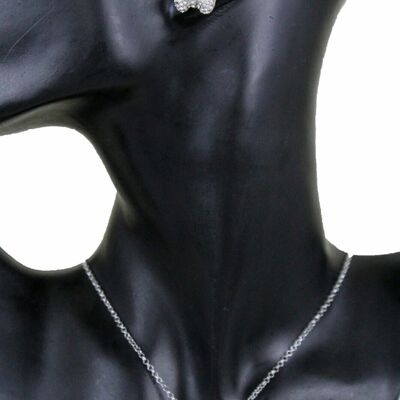 Casual look women silver metal fashion jewelry necklace ribbon bow tie charm