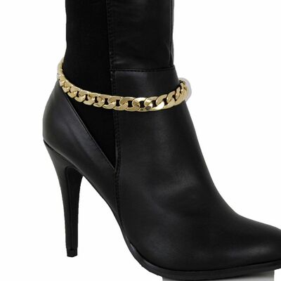 Women boot bracelet metal chain links gold anklet shoe charm narrow band