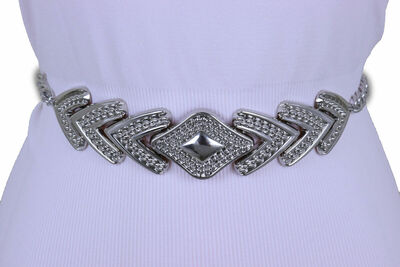 Women Cool Belt Hip High Waist Silver Metal Chain Arrowhead Fit Size M L XL
