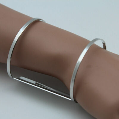 Women cuff bracelet silver metal fashion jewelry retro cut outs one size