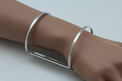 Women Cuff Bracelet Silver Metal Fashion Jewelry Retro Cut Outs One Size