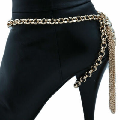 Women gold chain boot bracelet shoe back tassel fringes charm flirty look