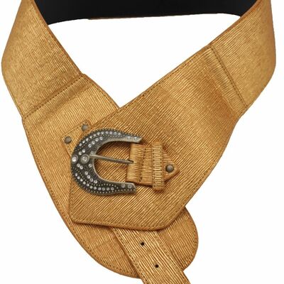Women wide metallic gold western fashion belt hip high waist bling size m l
