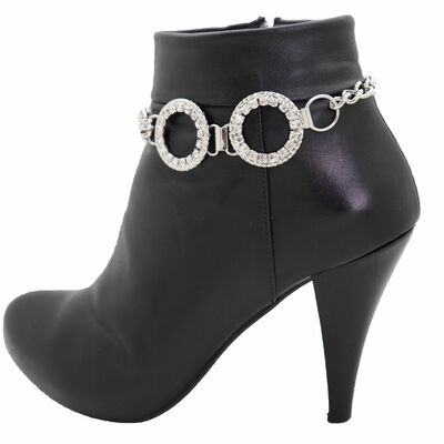 Women silver metal chain boot bracelet shoe circle anklet charm modern look