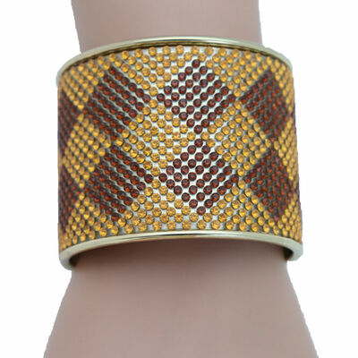 Street women cuff bracelet fashion gold color metal brown square shape urban