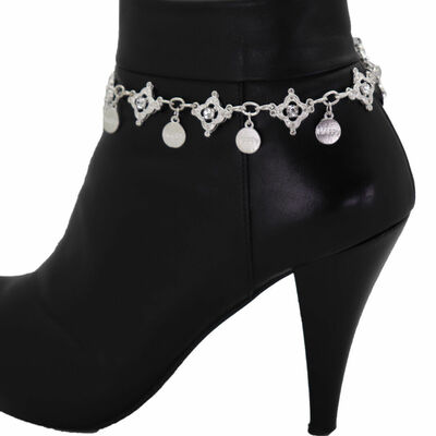 Women shiny silver metal boot chain special bracelet shoe happy unique charm