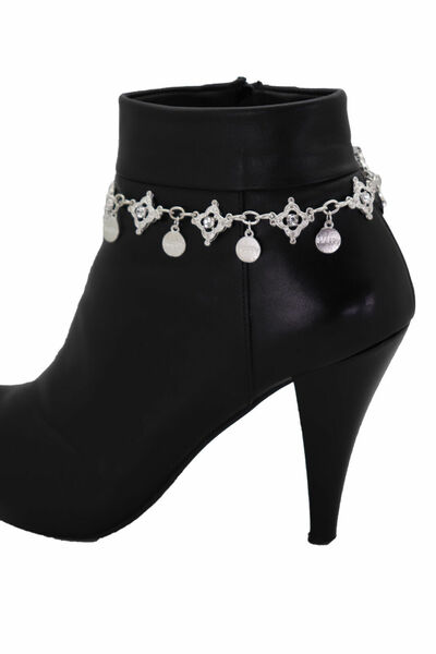 Women Shiny Silver Metal Boot Chain Special Bracelet Shoe HAPPY Unique Charm