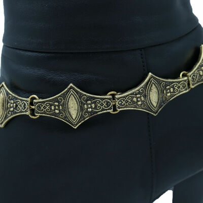 Women antique gold metal chain boot bracelet bohemian shoe eye charm adjustable 