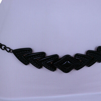 Women belt black metal chain geometric arrowhead charm buckle plus size xl xxl