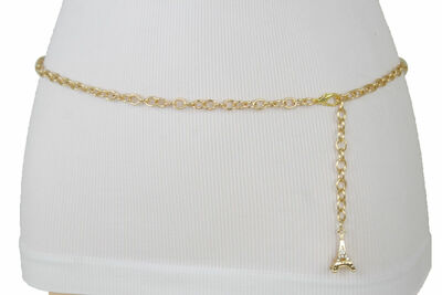 Women Narrow Belt Hip Waist Gold Metal Chain Skinny Band Eiffel Tower XL XXL