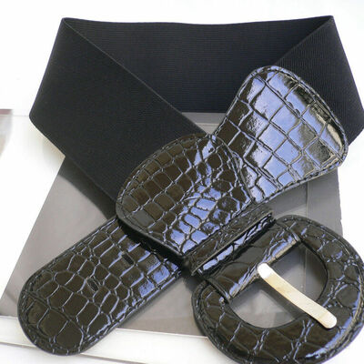 Women belt hip high waist stretch wide black fashion everyday belt size xs s m