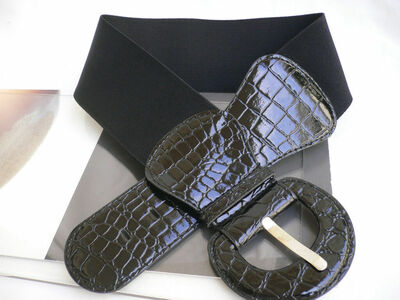 WOMEN BELT HIP HIGH WAIST STRETCH WIDE BLACK FASHION EVERYDAY BELT SIZE XS S M