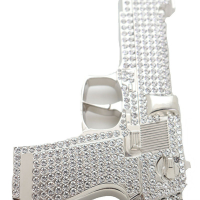 Men belt buckle silver metal western fashion army gun pistol street hood bold