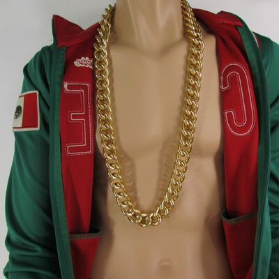Men fashion necklace gold metal chunky chains thick links long hip hop jewelry