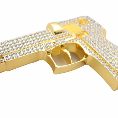 Men gold metal belt buckle bling western fashion gun pistol weapon large size