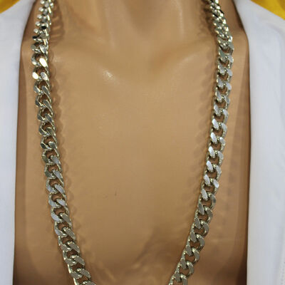 Men necklace silver metal classic chain links long fashion heavy hip hop