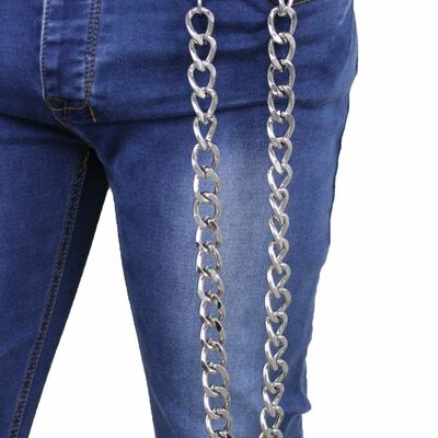 Men silver metal extra long wallet key chain link strong biker jeans hook bulky 