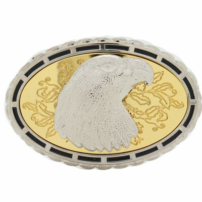 Men silver metal oval shape buckle western fashion gold american bird eagle head