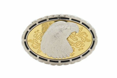 Men Silver Metal Oval Shape Buckle Western Fashion Gold American Bird Eagle Head