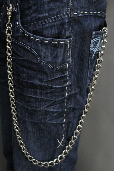 Men Silver Metal Wallet Chunky Chains Thick Links Key Chain Long Trucker Biker