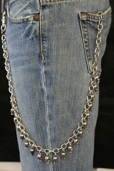 Men Silver Mini Skull Metal Skeleton Wallet Chain KeyChain Biker Jean Trucker