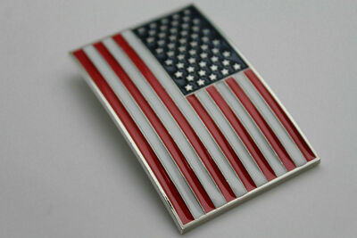 Men Women Belt Buckle Fashion Silver Metal USA Flag United States America Square