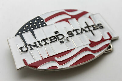 Men Women Belt Buckle Fashion Silver Metal USA Flag United States Of America