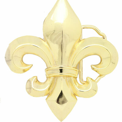 Men women belt buckle gold metal western fashion style fleur de lis flower lily