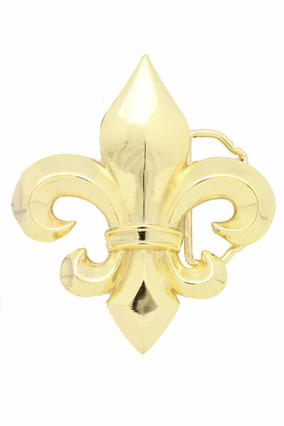 Men Women Belt Buckle Gold Metal Western Fashion Style Fleur De Lis Flower Lily