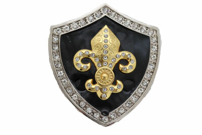 Men Women Belt Buckle Silver Metal Big Size Gold Fleur De Lys Lily French Unisex