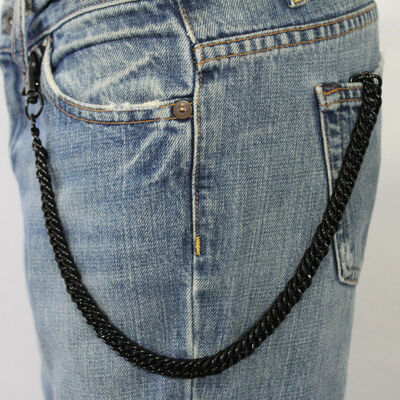 Men women black classic chunky metal thick wallet chain keychain biker jeans
