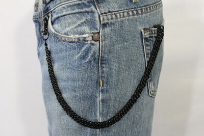 Men Women Black Classic Chunky Metal Thick Wallet Chain KeyChain Biker Jeans