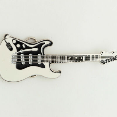 Men women electric guitar music silver metal belt buckle black white jeans pants