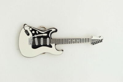 Men Women Electric Guitar Music Silver Metal Belt Buckle Black White Jeans Pants