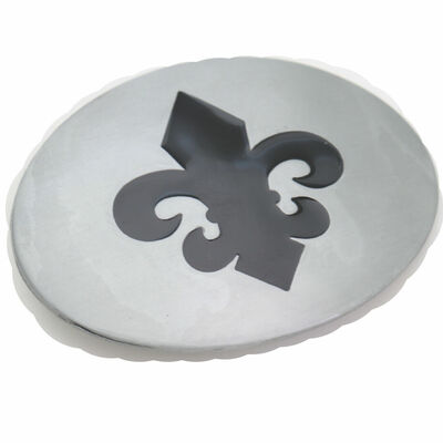 Men women fashion belt buckle silver metal fleur de lis bling oval lily flower