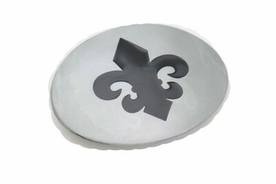 Men Women Fashion Belt Buckle Silver Metal Fleur De Lis Bling Oval Lily Flower