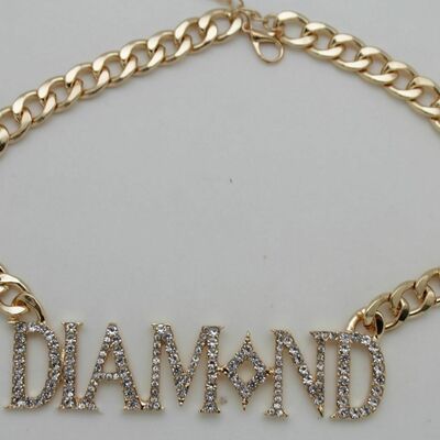 Men women gold metal chain necklace 3d diamond pendant gangster hip hop fashion