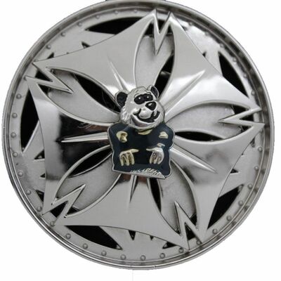 Men women silver metal belt buckle round shape spinning large size panda bear