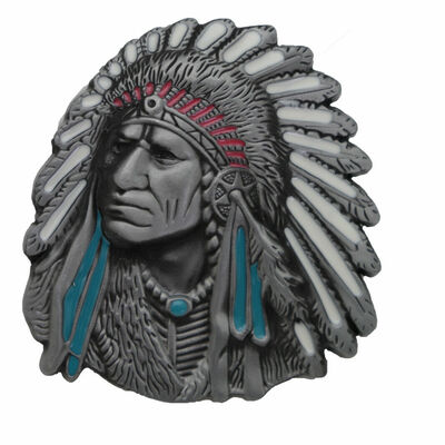 Men women silver metal western belt buckle cowboy native american indian unisex